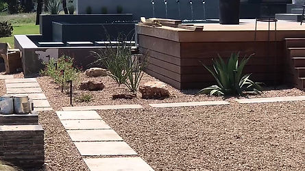 Spicewood TX Triant Residence Custom Planters, Dry River Creek Bed, Fountain, Drip Irrigation